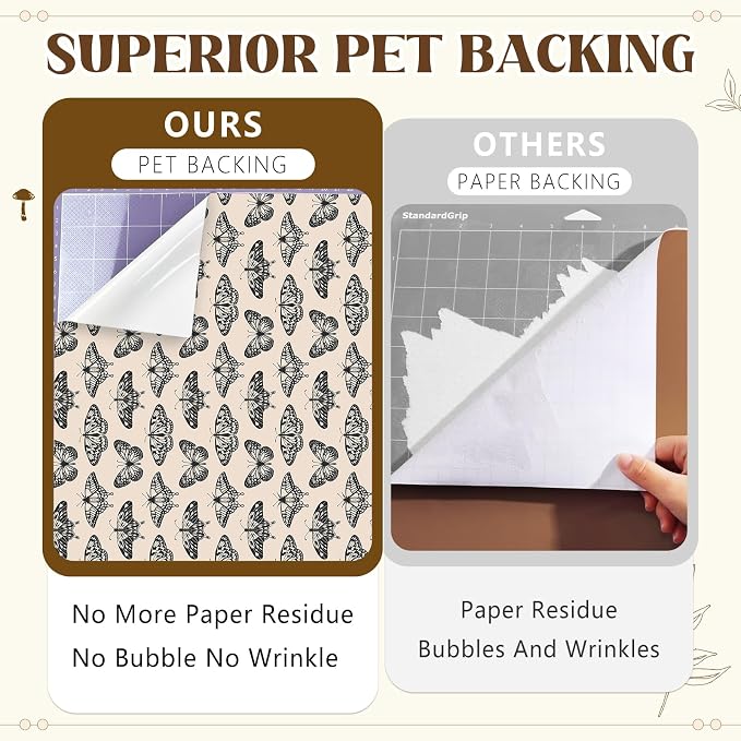 Black and Ivory Permanent Adhesive Vinyl 12 Sheets 12'' x 10'' | White Boho