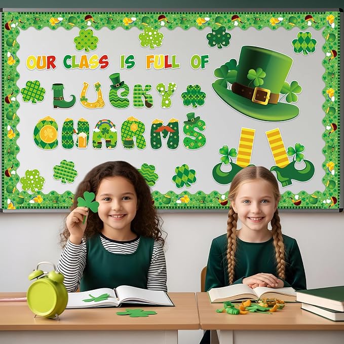 69 Feet St Patricks Day Bulletin Board Borders Lucky Shamrock Clover Rainbow