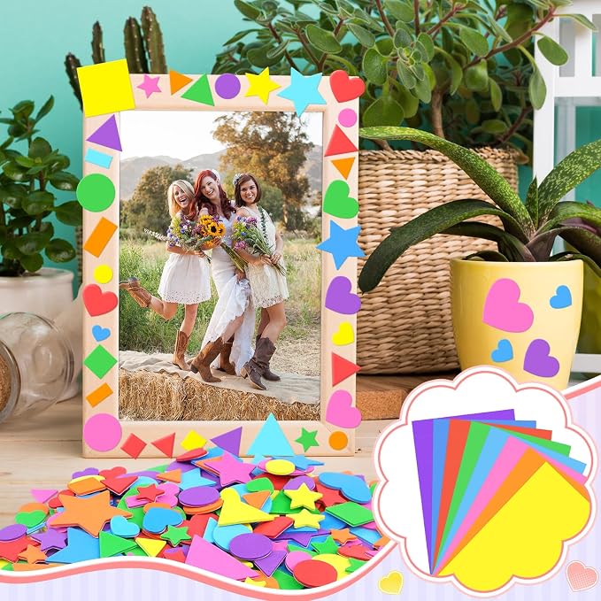 810Pcs Foam Stickers Foam Shape Stickers Colorful Self Adhesive, 8 Colors Heart