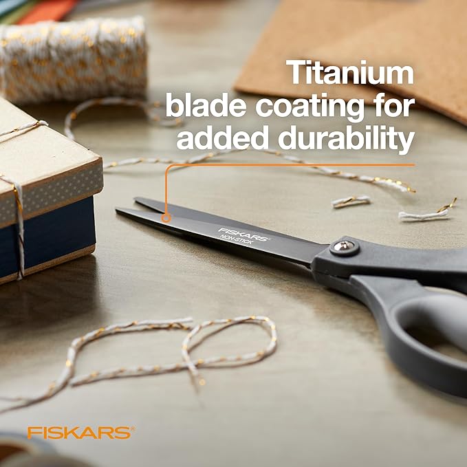 Fiskars 8" Non-Stick Titanium SoftGrip All Purpose Scissors