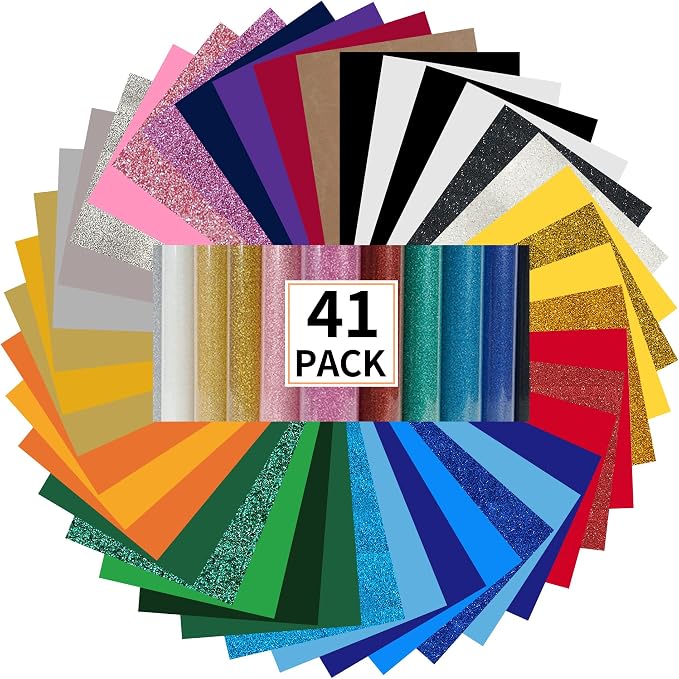 guangyintong HTV Heat Transfer Vinyl Bundle, 41 Pack 12" x 10" Iron on Vinyl