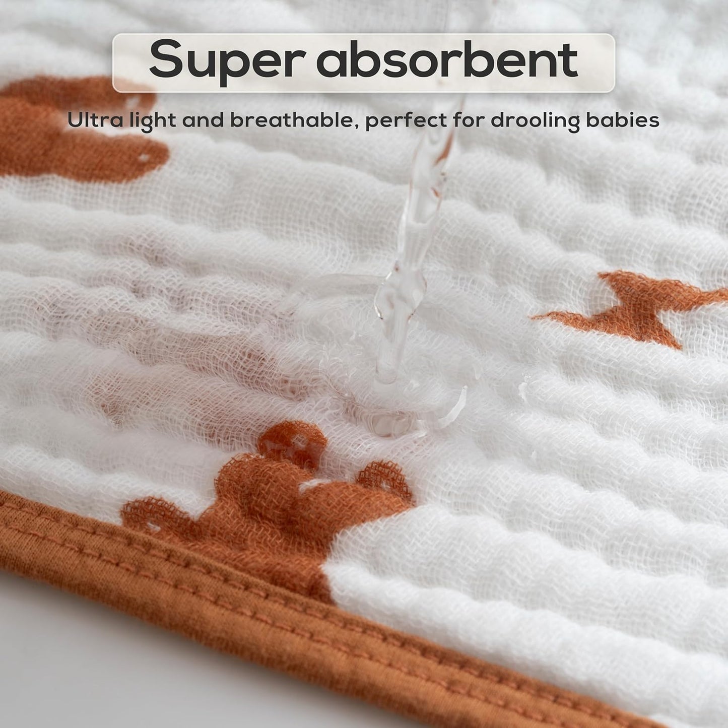 Muslin Hooded Baby Towels for Newborns, 32"x32", 100% Cotton – 6 Layers Super Soft Absorbent Breathable, Baby Bath Towel, Toddler Bath Towel – Pack of 2