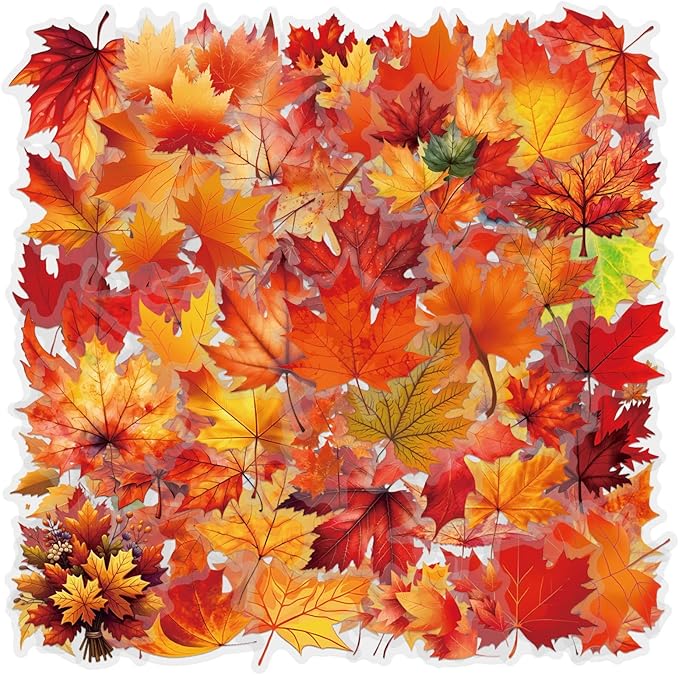 Fall Maple Leaf Stickers, Waterproof PET Vinyl Decals