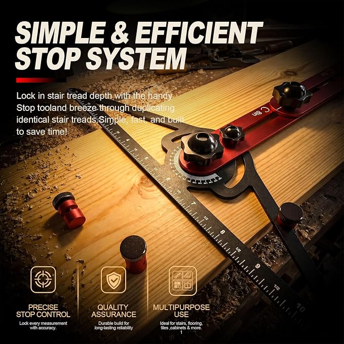 Stair Tread Template Tool, Dual-Lock Adjustable Stair Gauge | 8-60 in