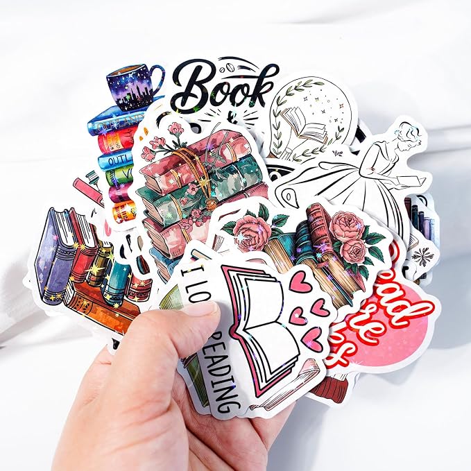 Glitter Reading Stickers for Bookish Adults, Reading Rewards for Students