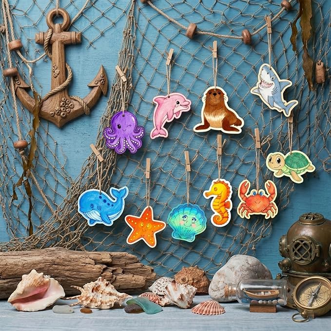 80PCS Unfinished Ornament Wood Crafts, Painting Blank Wooden Cutouts | DIY 10