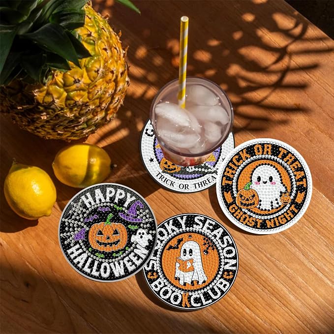 Gemozaic 8PCS Halloween Diamond Art Coasters Kit
