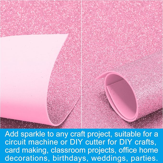 PATIKIL Pink Shiny EVA Glitter Foam Sheet 11 x 8 Inch 2mm Thick Sparkle EVA