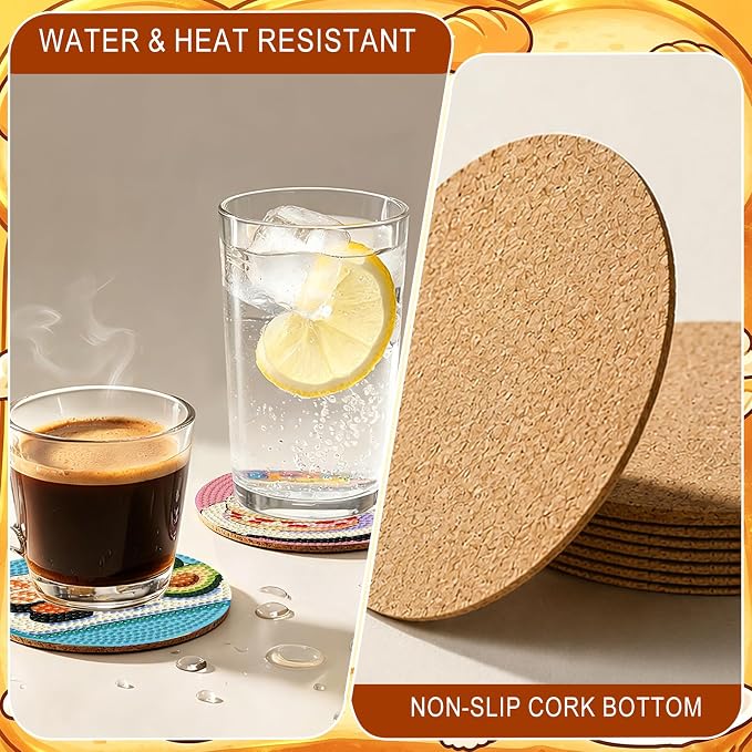 8-Pack Diamond Art Coaster Kit
