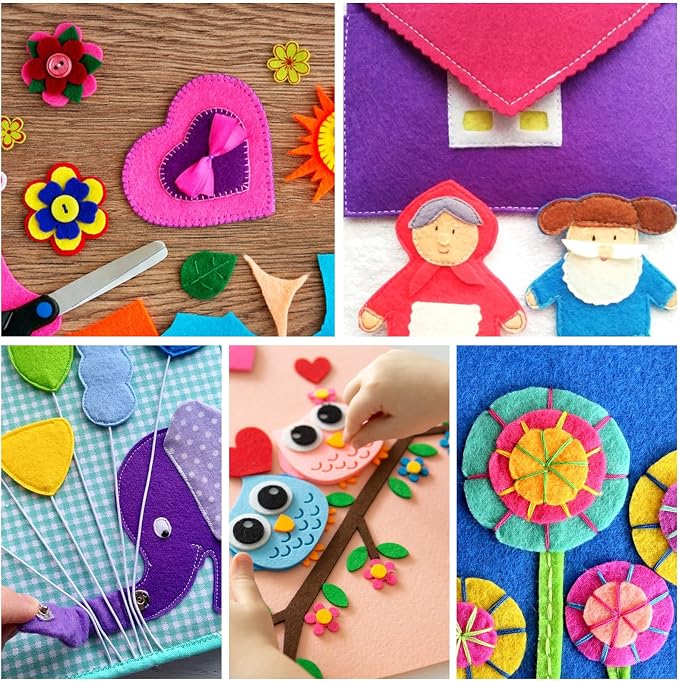 66 Pcs Stiff Felt Fabric Sheets, 12 x 12 inches Assorted Felt Sheets Craft Felt