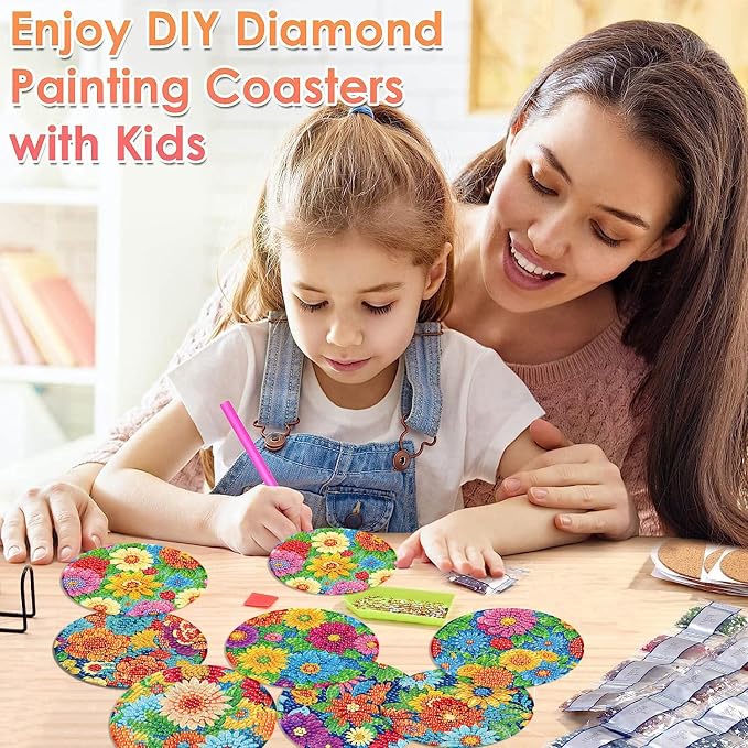 ijbnhd 8 Pcs Diamond Art Coasters