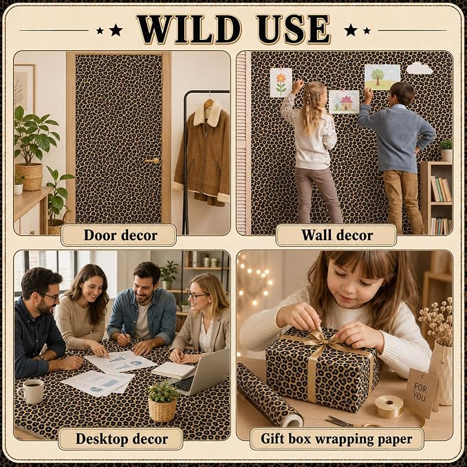 Leopard Print Bulletin Board Roll Non-Woven Fabric Poster 16in X 20ft | Back to