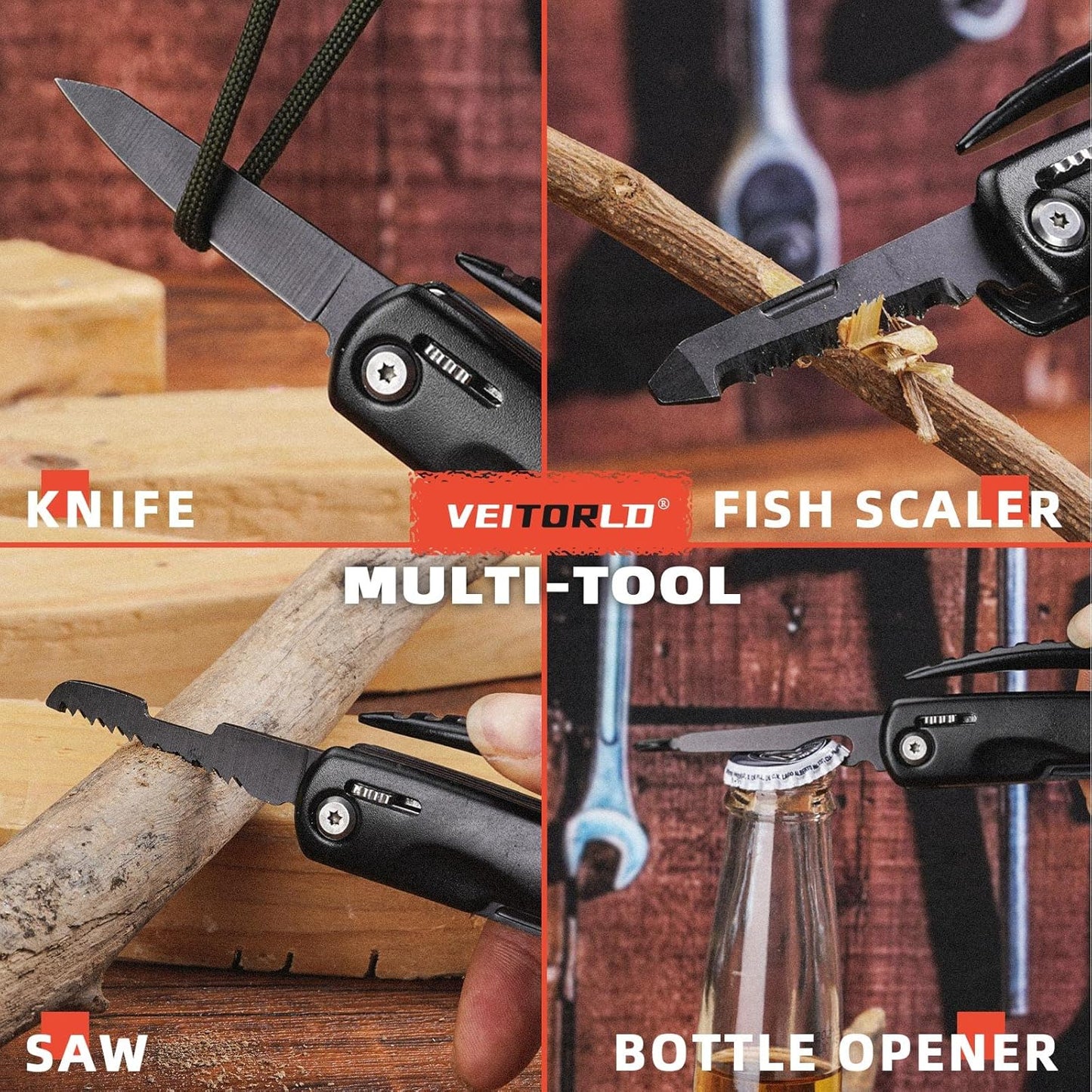 VEITORLD Gifts for Men Dad Husband Christmas, All in One Tools Mini Hammer Multitool, Unique Anniversary Birthday Camping Gifts Ideas for Man Him Boyfriend Grandpa, Cool Stocking Stuffers for Men
