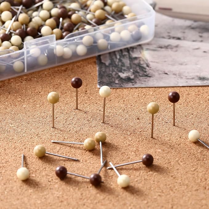 WILLBOND 500 Pack Map Push Pins Map Tacks Small Round Head Push Pins Thumb Tacks