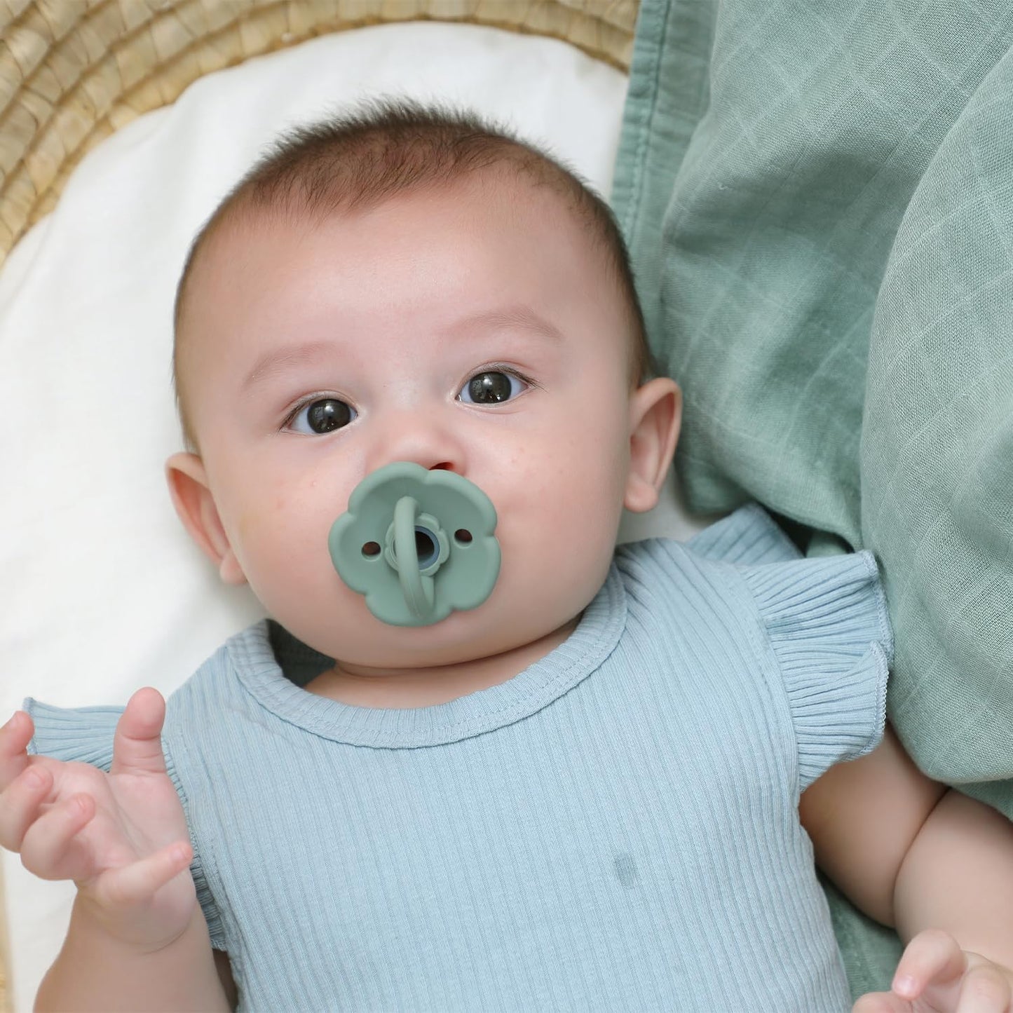 Moonkie Pacifiers Set of 2 | One-Piece Design Baby Pacifier with Large Air Holes | BPA-Free Silicone | Safe for Babies 0-6 Months