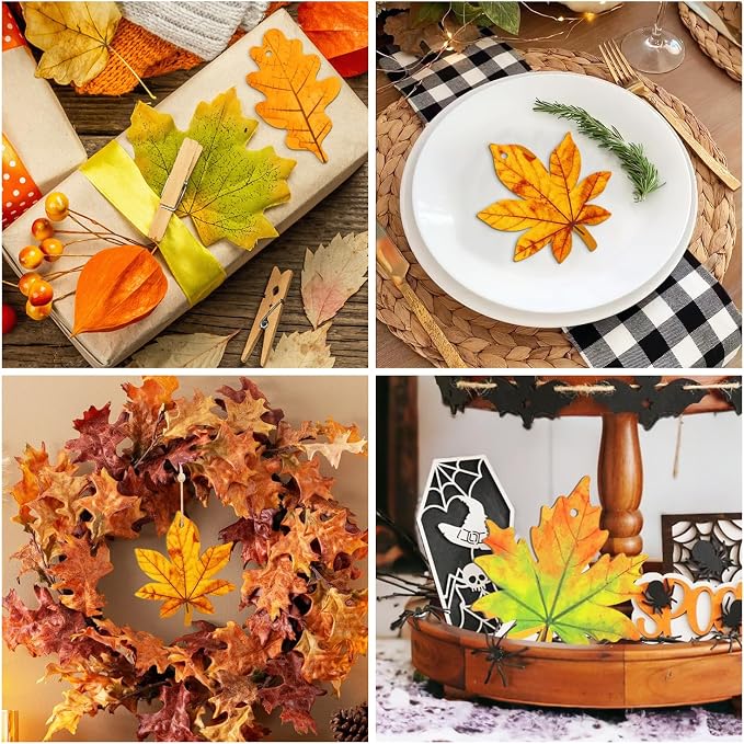 36PCS Wooden Fall Ornaments to Paint Thanksgiving Decorations, 6 Styles DIY