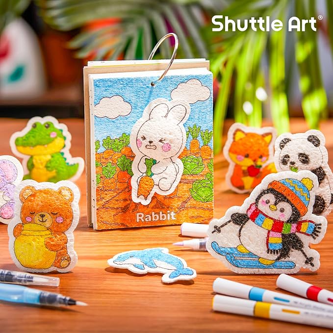 Shuttle Art 63 Pcs Magic Foam Texture Painting Kit Animal Series: 15 Animal