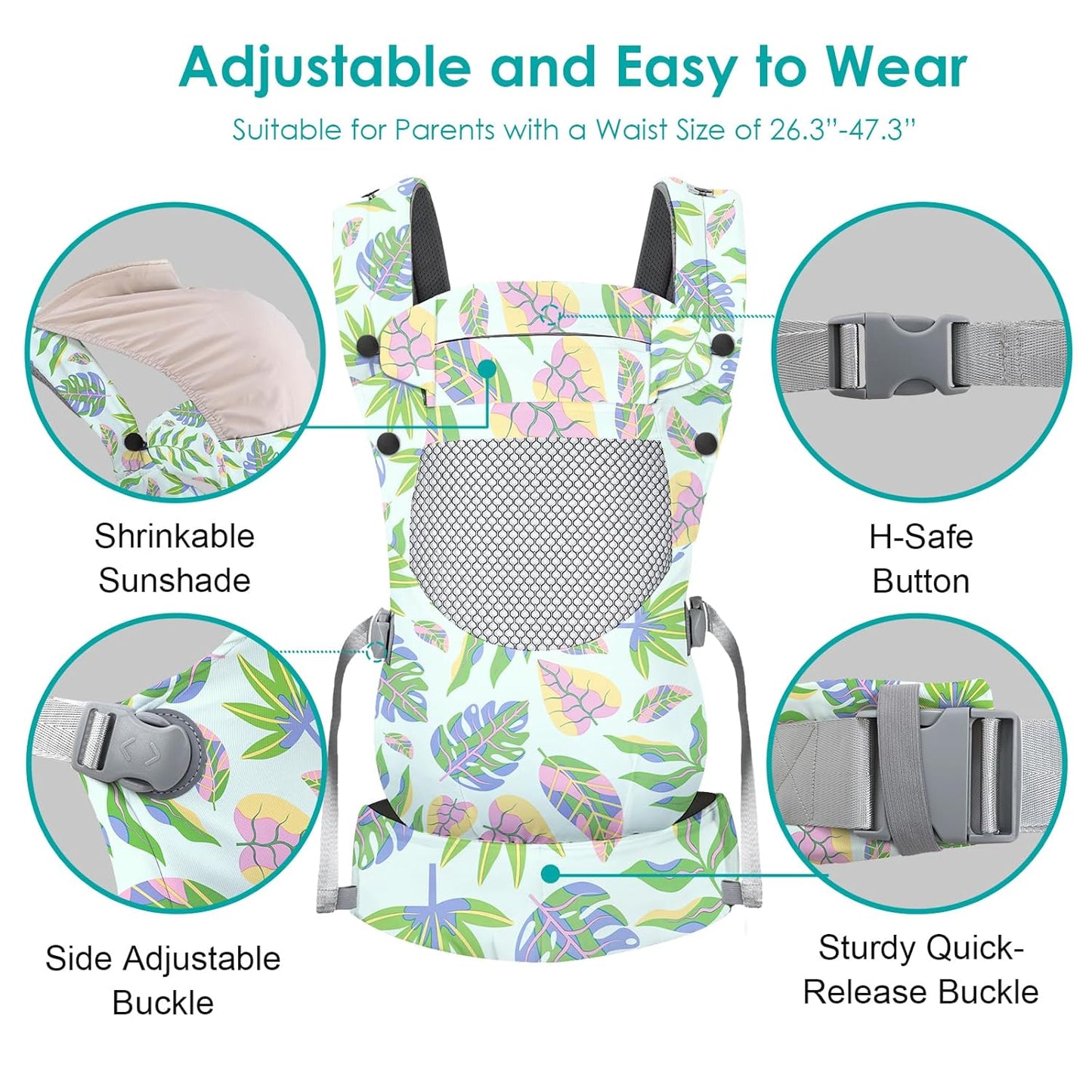 Infant Baby Front Carrier, Toddler Body Carrier, 7-66 Lbs Ergonomic Design, Lumbar Support, Lightweight Baby Chest Carriers (3-36 Months)