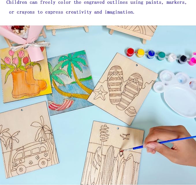 Piatoeke 16PCS 5.9×4.7in Unfinished Wood Crafts to Paint, DIY Fun Things to