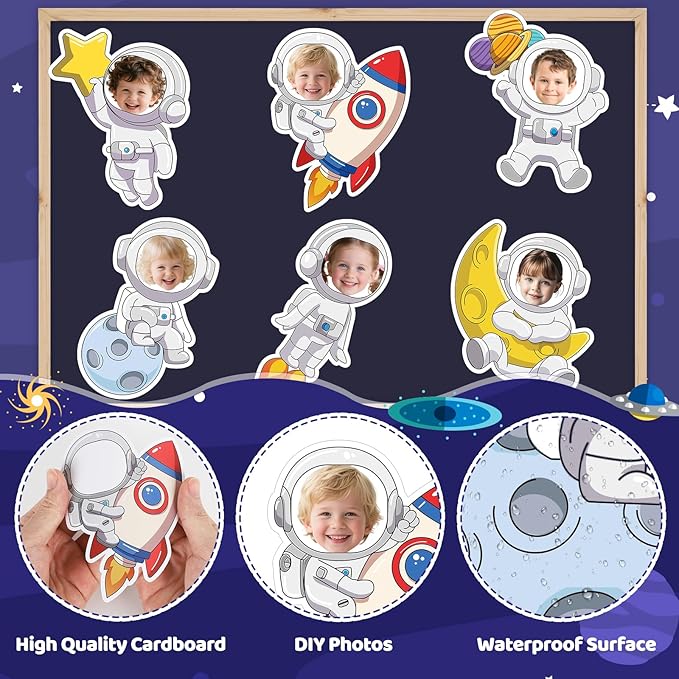 54Pcs Astronaut Cutouts Bulletin Boards Decorations, DIY Space Cutouts Planet