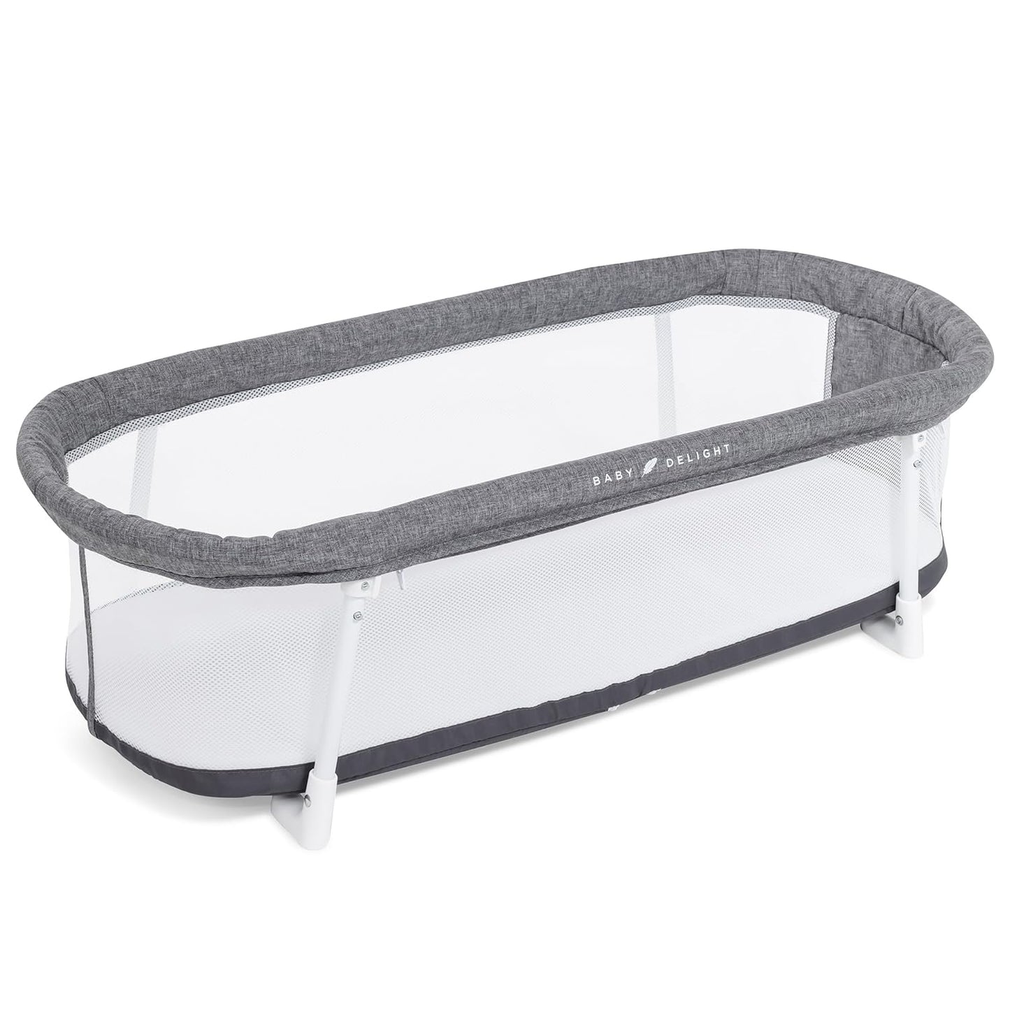 Baby Delight Snuggle Nest Bassinet, Portable Baby Bed, for Infants 0 – 5 Months, Charcoal Tweed