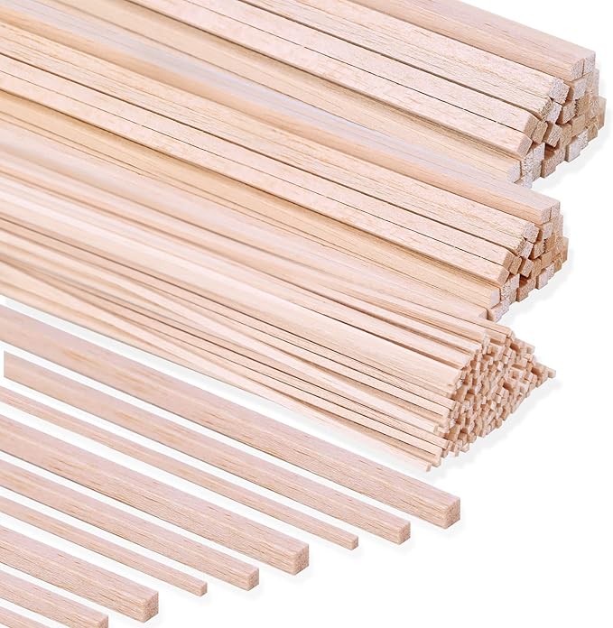 222Pcs Balsa Wood Sticks Variety Wood Strips Balsa Square Wooden Dowels Rod |