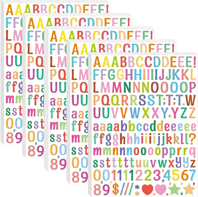 Letter Stickers 0.5 inch, Self-Adhesive Vinyl Waterproof ABC Letter Stickers