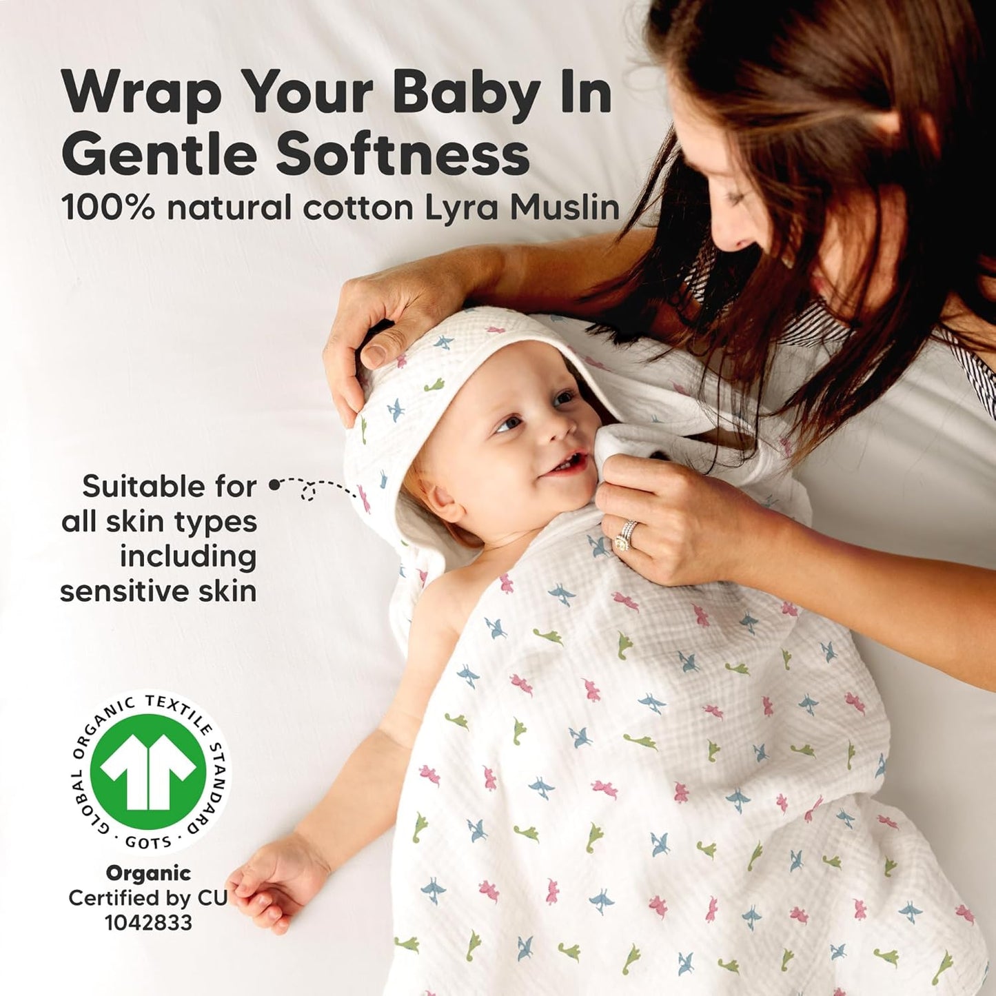 KeaBabies Muslin Baby Bath Towels with Hood for Girls, Boys -Large Organic Cotton Hooded Baby Towels for Newborns,Toddlers,Infant,Kids,Soft Absorbent Newborn Bath Essentials Gift Set(Roarsome, Petite)