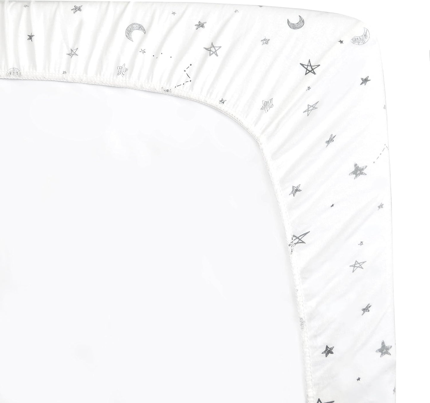 American Baby Company 100% Natural Cotton Fitted Cradle/Bassinet Sheet 36" x 18" - Soft, Breathable & Hypoallergenic Bed Sheet, Gray Stars and Moons, Neutral for Boys & Girls (Pack of 2)