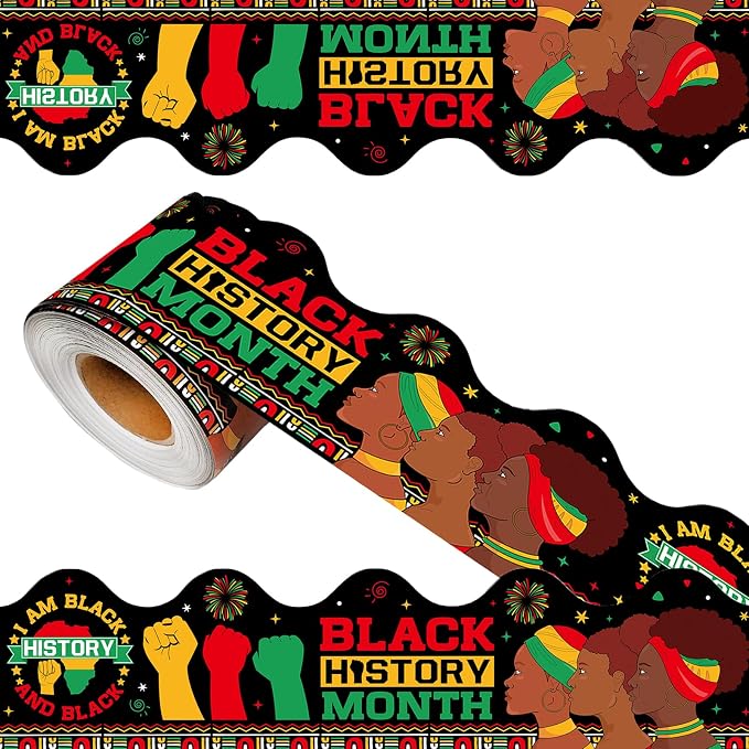 69 Feet Black History Month Bulletin Board Scalloped Kente Borders Classroom