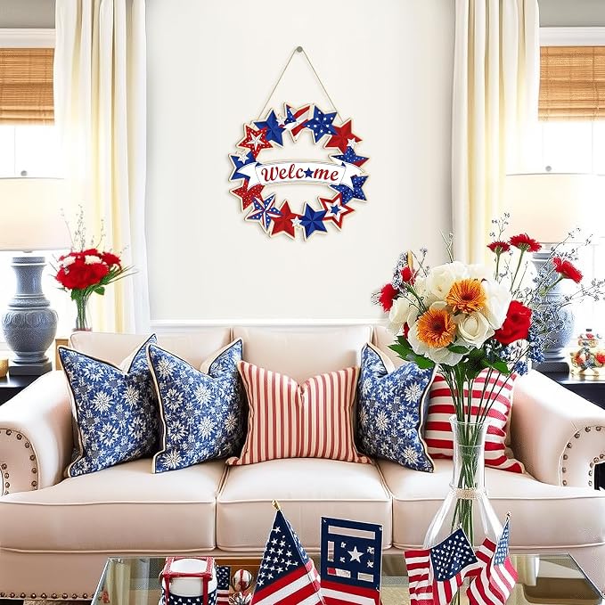 Large 12" Wooden 4th of July Crafts Star Ornaments to Paint, DIY Blank