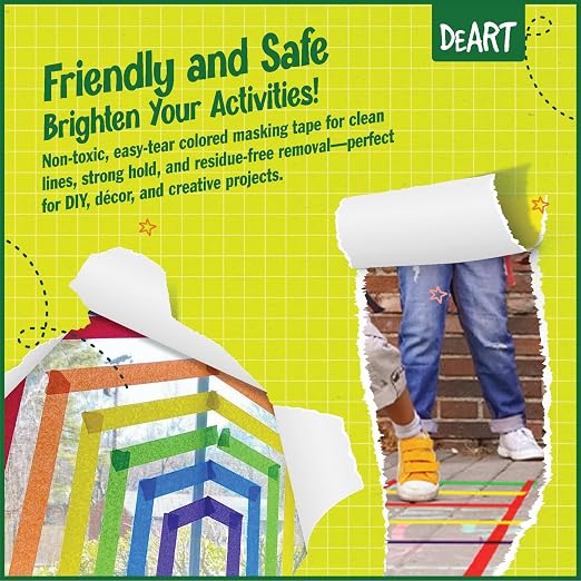 DEART 8X Colored Masking Tape, 33 Ft x 1 inch Colored Painters Tape