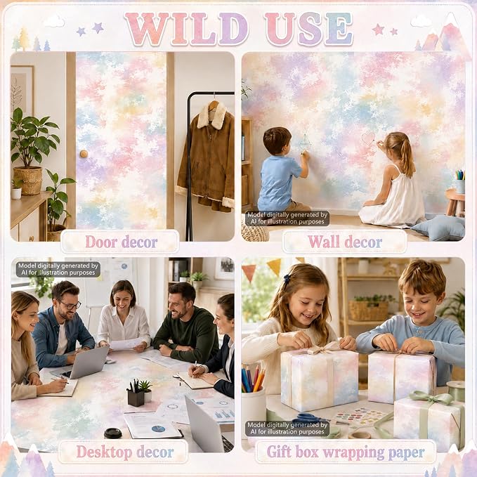Pastel Tie-Dye Bulletin Board Roll Non-Woven Fabric Poster 16in X 20ft | Back