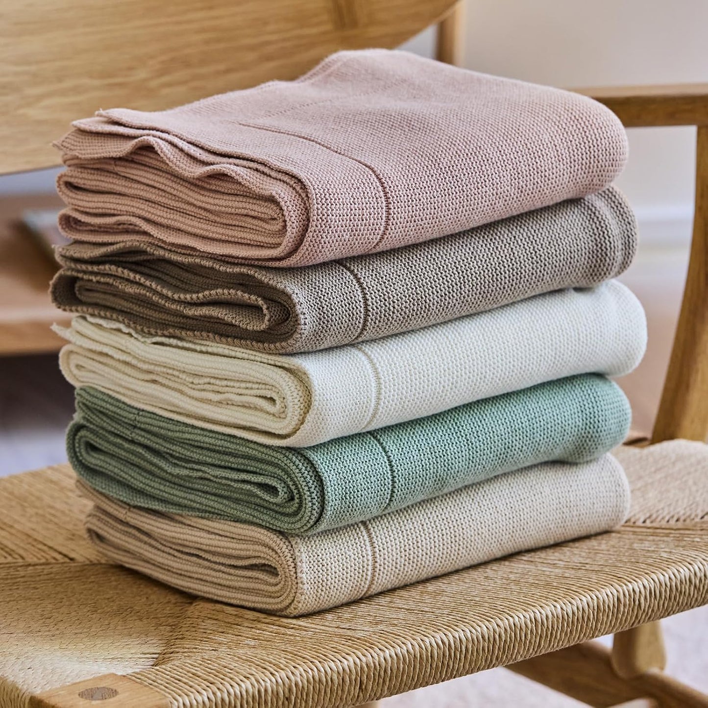 Knitted Organic Cotton Baby Blanket- Swaddle Blanket, 30" x 40" Soft Receiving Blanket for Newborn