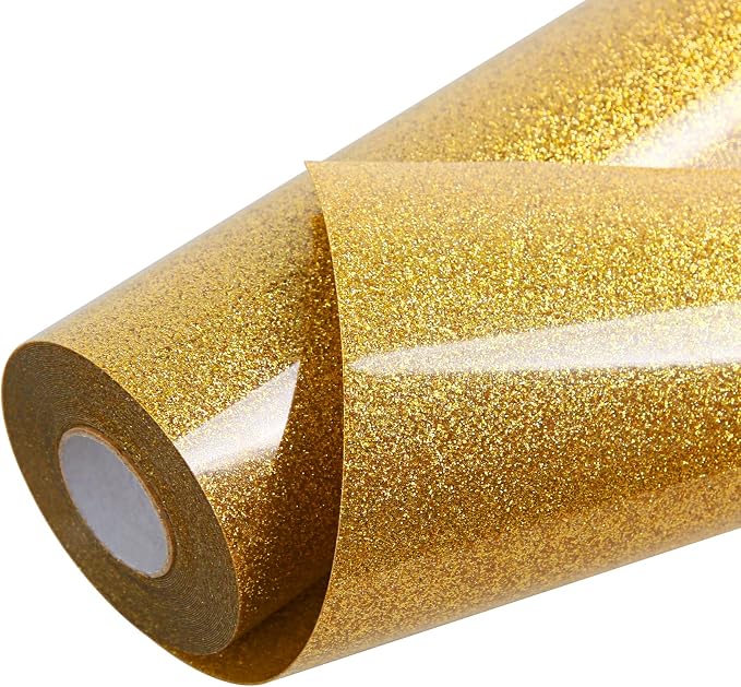 TORC Gold Glitter HTV Heat Transfer Vinyl Roll 12 inch x 20 ft Sparkly Iron on