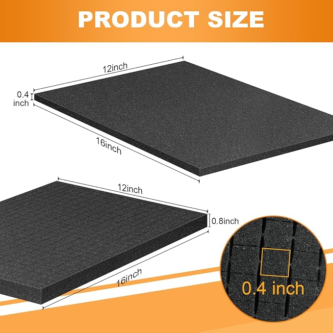 Eunice 4Pcs 16 x 12 x 0.4 Inch Polyurethane Foam Sheets & 4Pcs 16 x 12 x 0.8