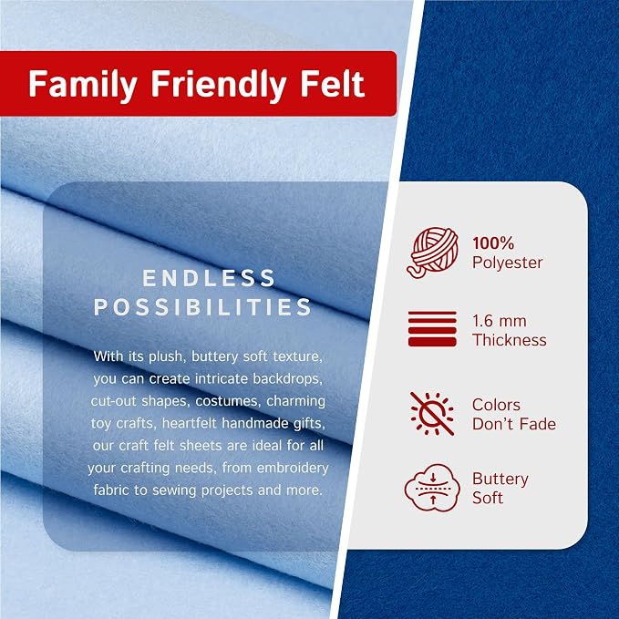 The Felt Store Craft Felt by The Yard – Soft, Durable Felt Fabric