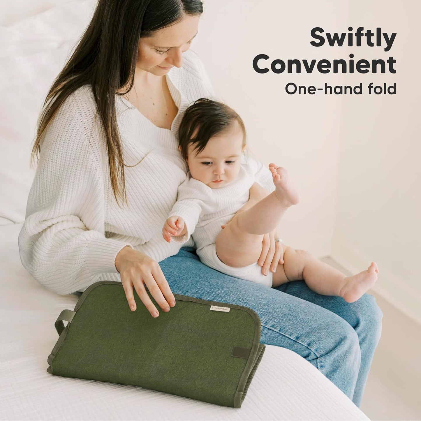 KeaBabies Portable Diaper Changing Pad, Easy Wipe Clean - Foldable Waterproof Baby Changing Mat for Diaper Bag, Compact, Lightweight, 25x13 Newborn, Infant, Baby Changer Travel Essential (Olive Green)