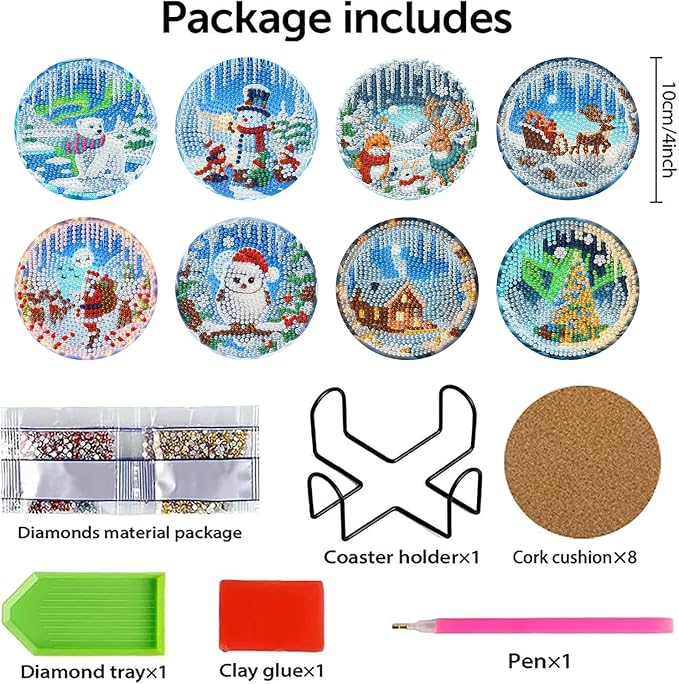 Benjenes 8PCS Diamond Art Coasters Kit
