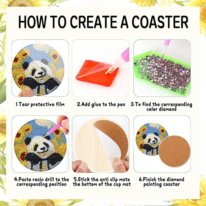 DOZEEZOP 8-Pack Diamond Art Coaster Kit