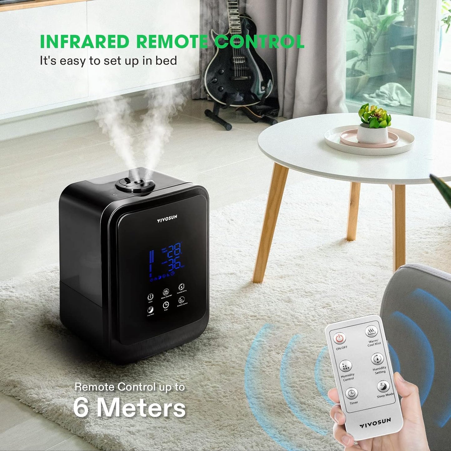 VIVOSUN 4.5L 2-in-1 Cool & Warm Mist Ultrasonic Humidifier with Essential Oil Box & Remote Control for Bedrooms, Offices, Plants, Babies, Dryness, and Skincare