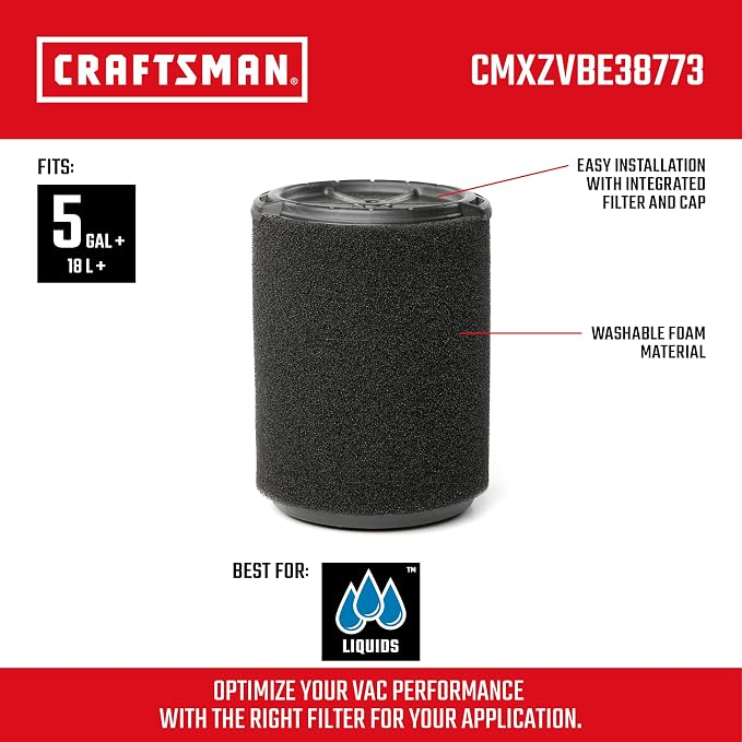 CRAFTSMAN CMXZVBE38773 Genuine 5-20 Gal. Wet Application Wet Dry Vac Filter |