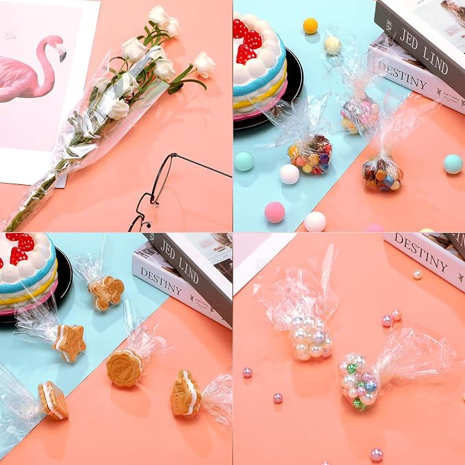 Outus 104 Pcs Colored Cellophane Sheets Cellophane Wrapping Paper