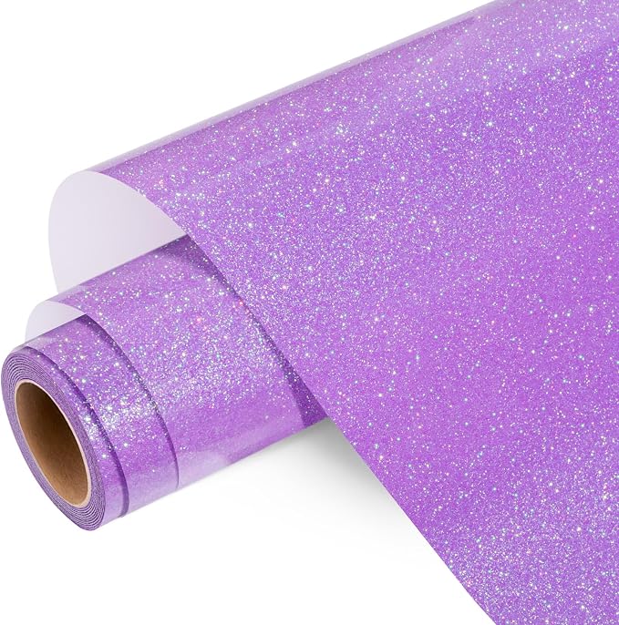 WRAPXPERT Lavender Glitter HTV Heat Transfer Vinyl Roll, Holographic Glitter