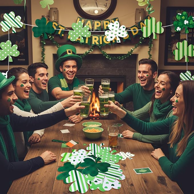 TaoBary 24 Pcs 7.09 Inch Large Shamrocks Cutouts St Patrick's Day Bulletin