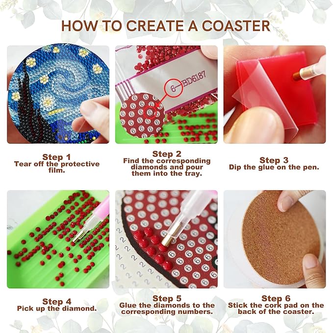 EWJRNSF 6 PCS Landscape Diamond Art Coasters Kit