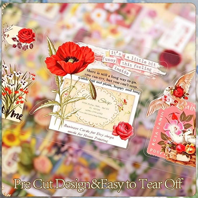 555Pcs Flower Stickers Journal Vintage Scrapbook Floral Plant Sticker | Flower