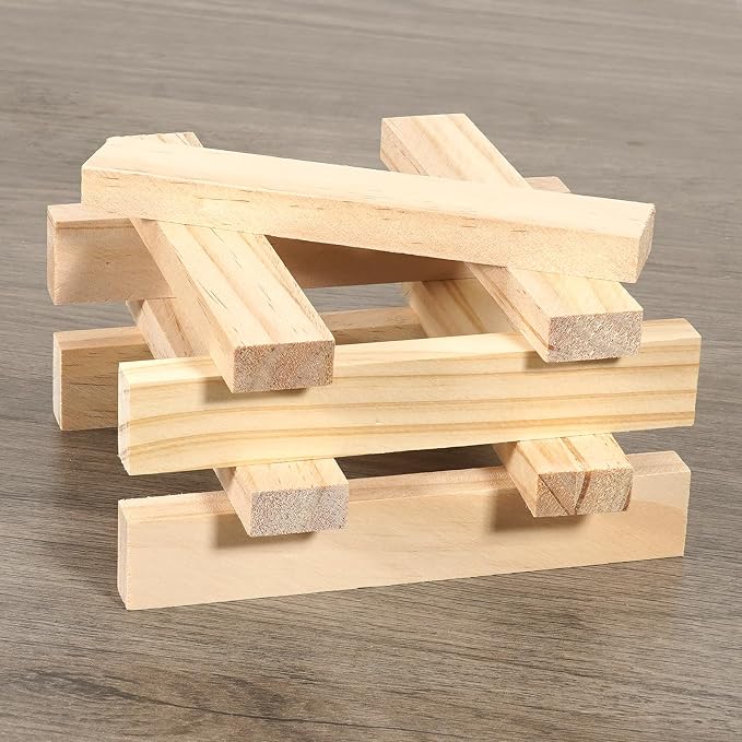 Wood Strips 1/2"x 1" x 6", Unfinished Flat Lumber Pine Pieces