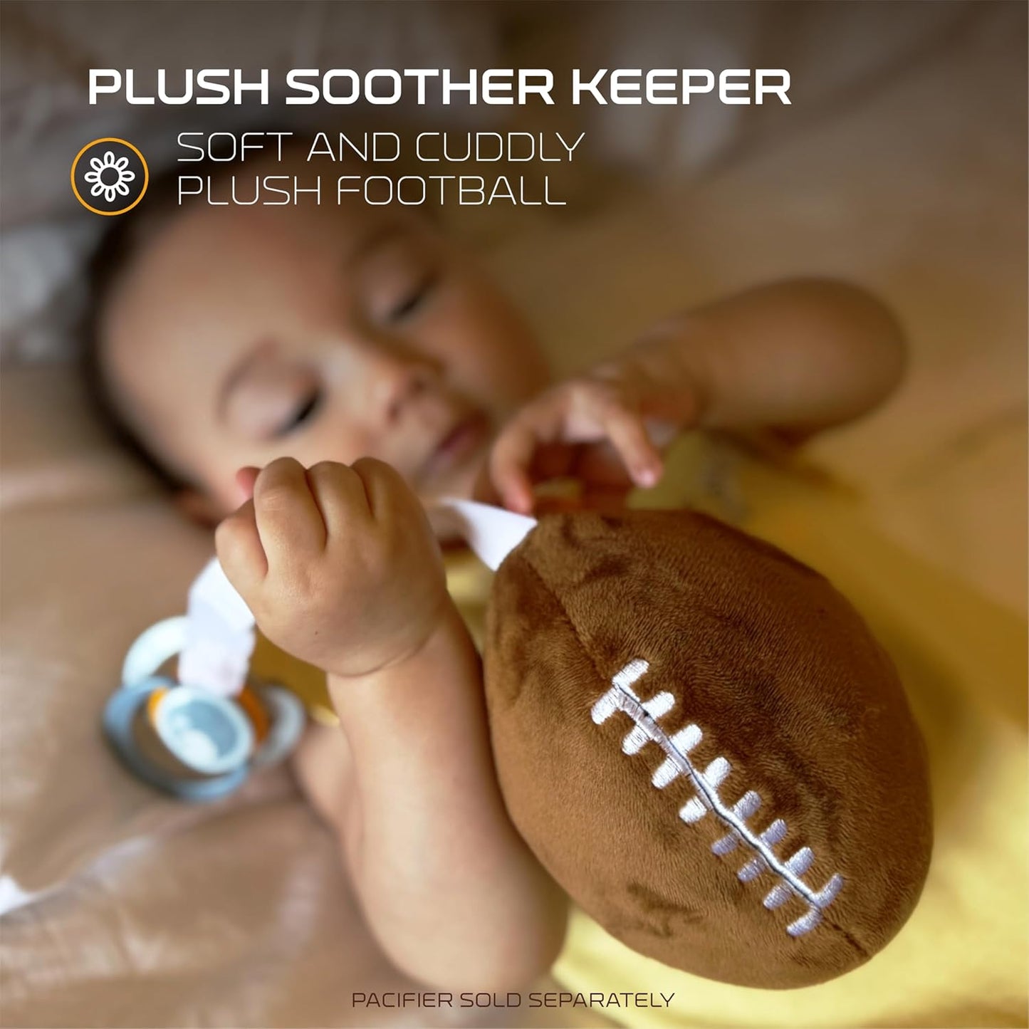 San Francisco 49ers Plush Football Pacifier Holder by Smilo - Officially Licensed NFL Soother Holder - Soft Plush Toy and Dummy Holder - Fits Any Pacifier - Stroller Accessory & Newborn Essential