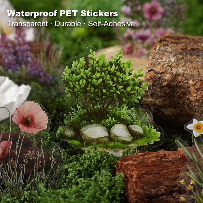 240PCS Floral PET Stickers – Die-Cut Botanical Landscape Stickers